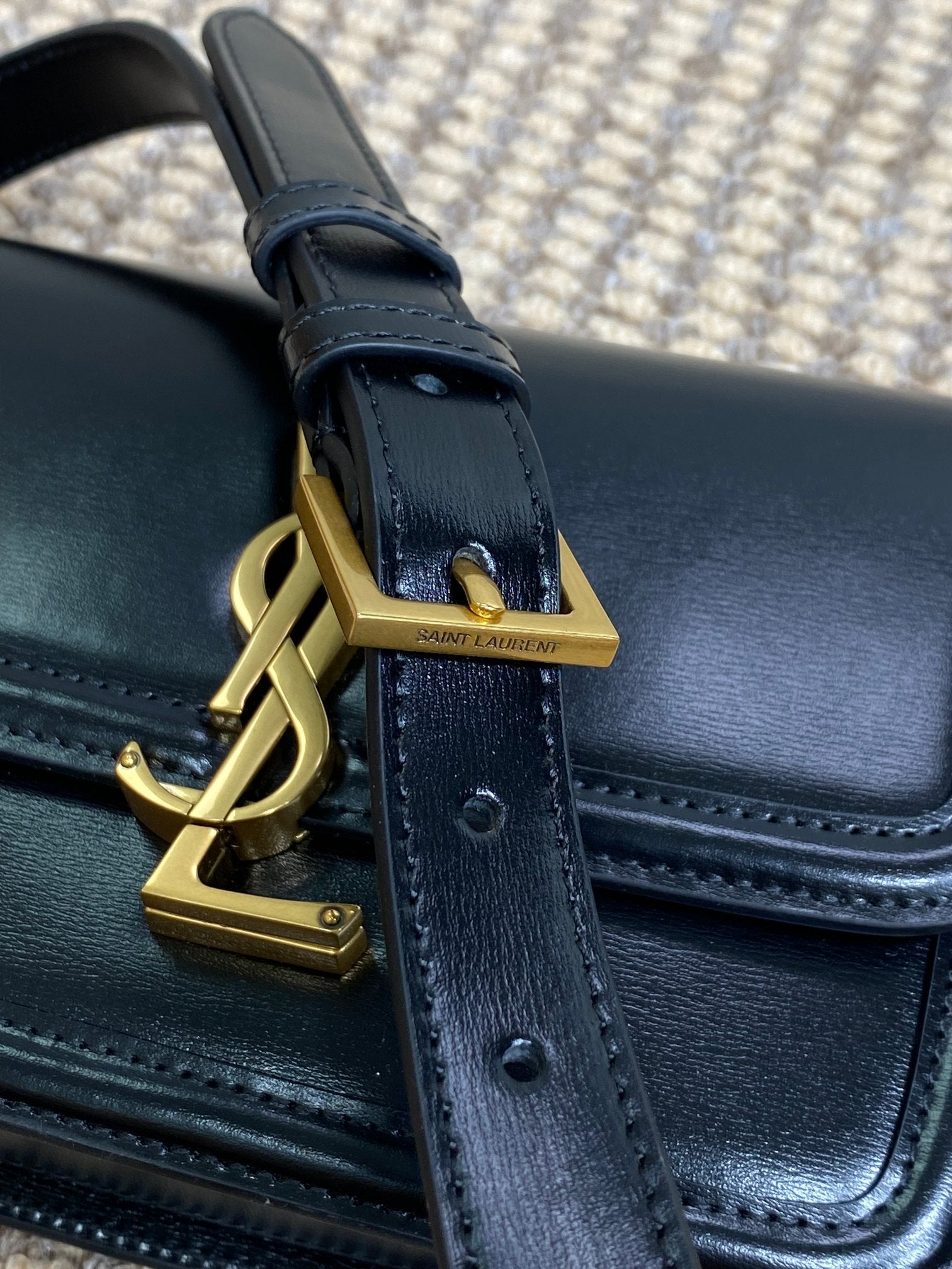SOLFERINO SMALL SATCHEL 19 IN BLACK CALFSKIN GOLD HARDWARE