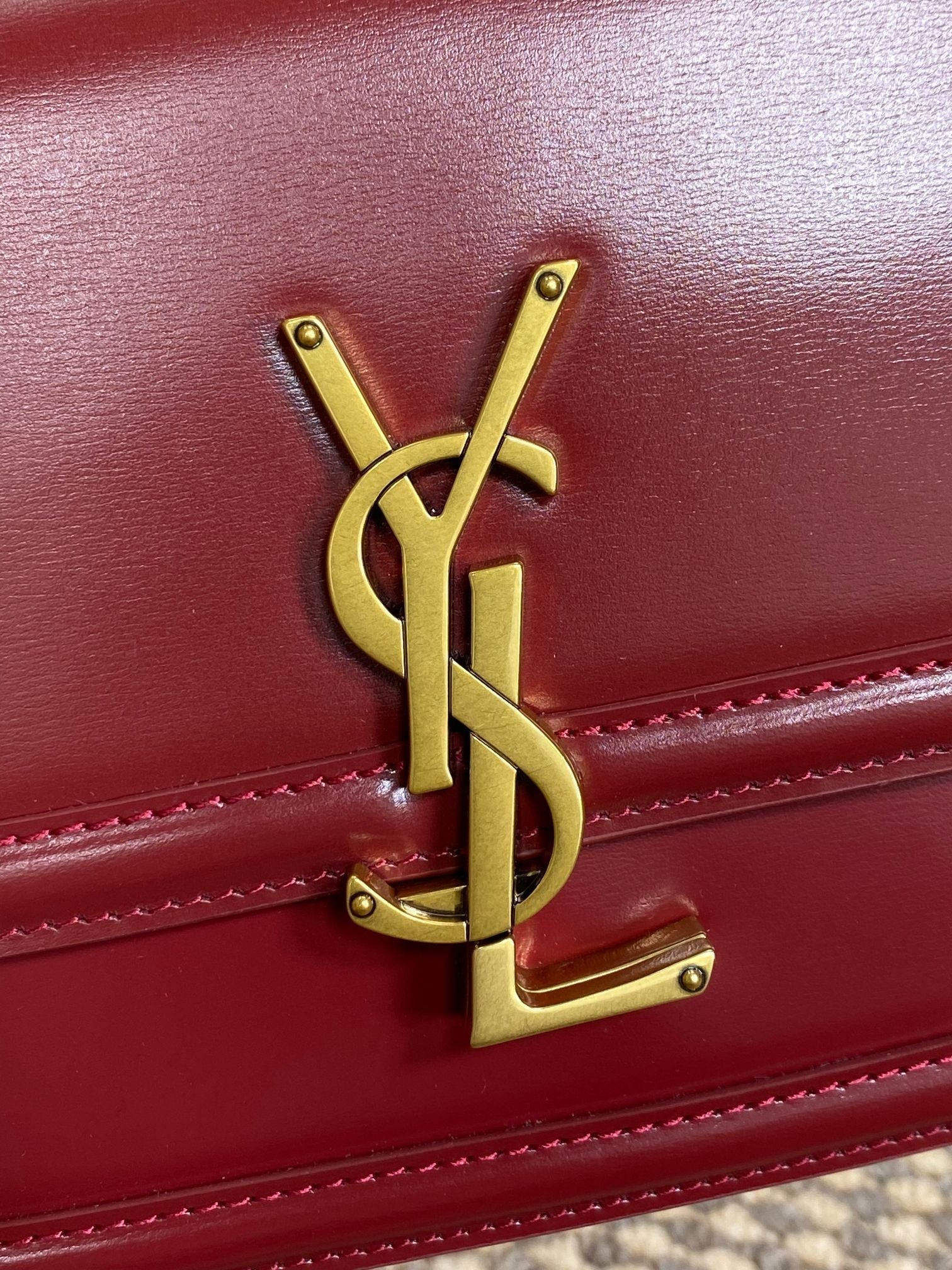 SOLFERINO SMALL SATCHEL 19 IN SCARLET RED CALFSKIN GOLD HARDWARE