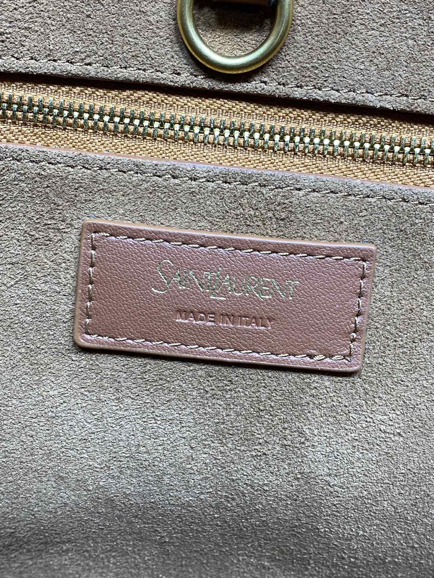 Y TOTE BAG 39 IN TAWNY BROWN MIX WHITE CALFSKIN