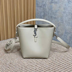 LE 37 SMALL BUCKET BAG 20 IN WHITE CALFSKIN SILVER HARDWARE