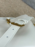 LE 37 MEDIUM BUCKET BAG 25 IN WHITE CALFSKIN GOLD HARDWARE
