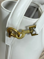 LE 37 MEDIUM BUCKET BAG 25 IN WHITE CALFSKIN GOLD HARDWARE
