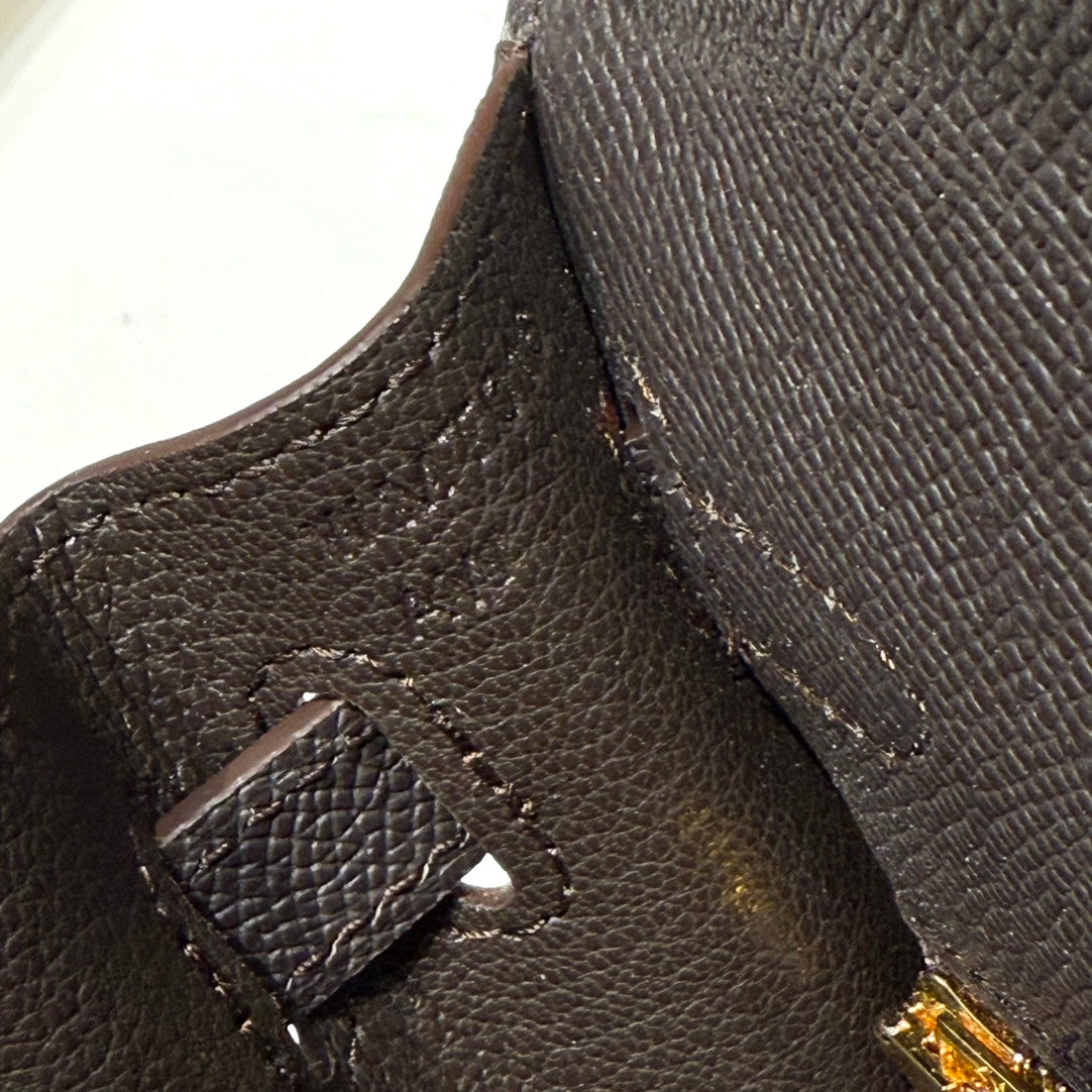 KELLY 25CM IN EBENE EPSOM KALBSLEDER GOLDENE BESCHLÄGE