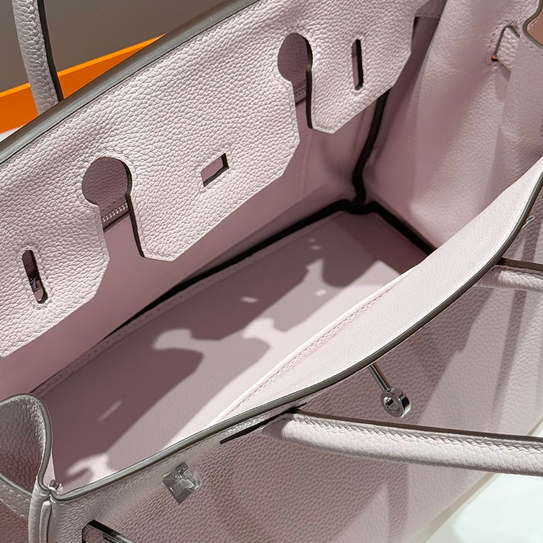 HERMES 25S BIRKIN 30 IN ROSA BABY-KALBLEDER, SILBERNE BESCHLÄGE