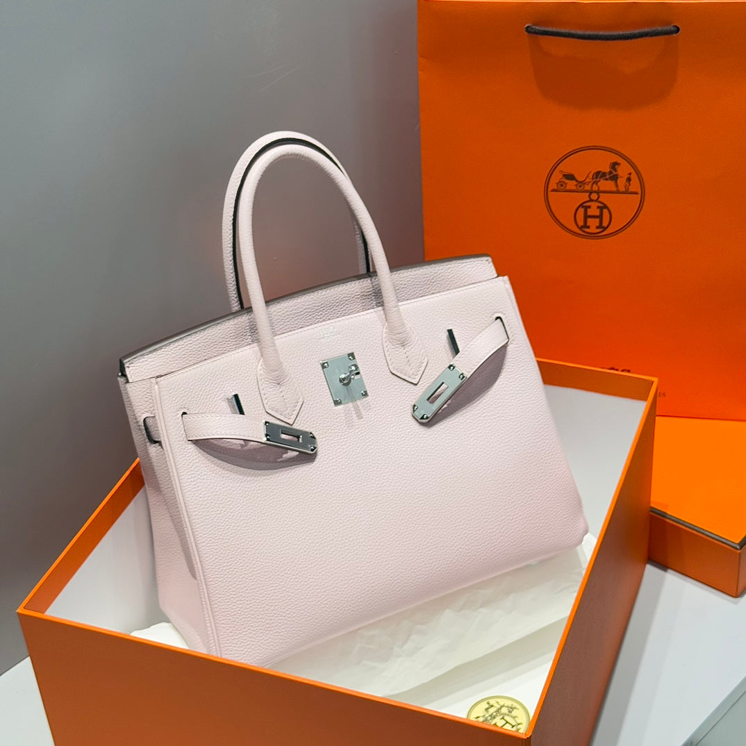 HERMES 25S BIRKIN 30 IN ROSA BABY-KALBLEDER, SILBERNE BESCHLÄGE