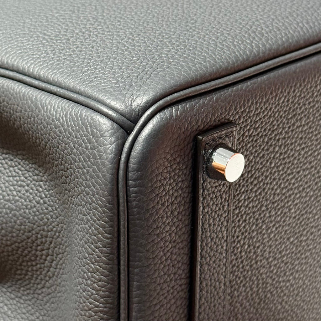 HERMES 25S BIRKIN 30 IN ANTHRABUTGRAUEM KALBSLEDER, SILBERNE BESCHLÄGE