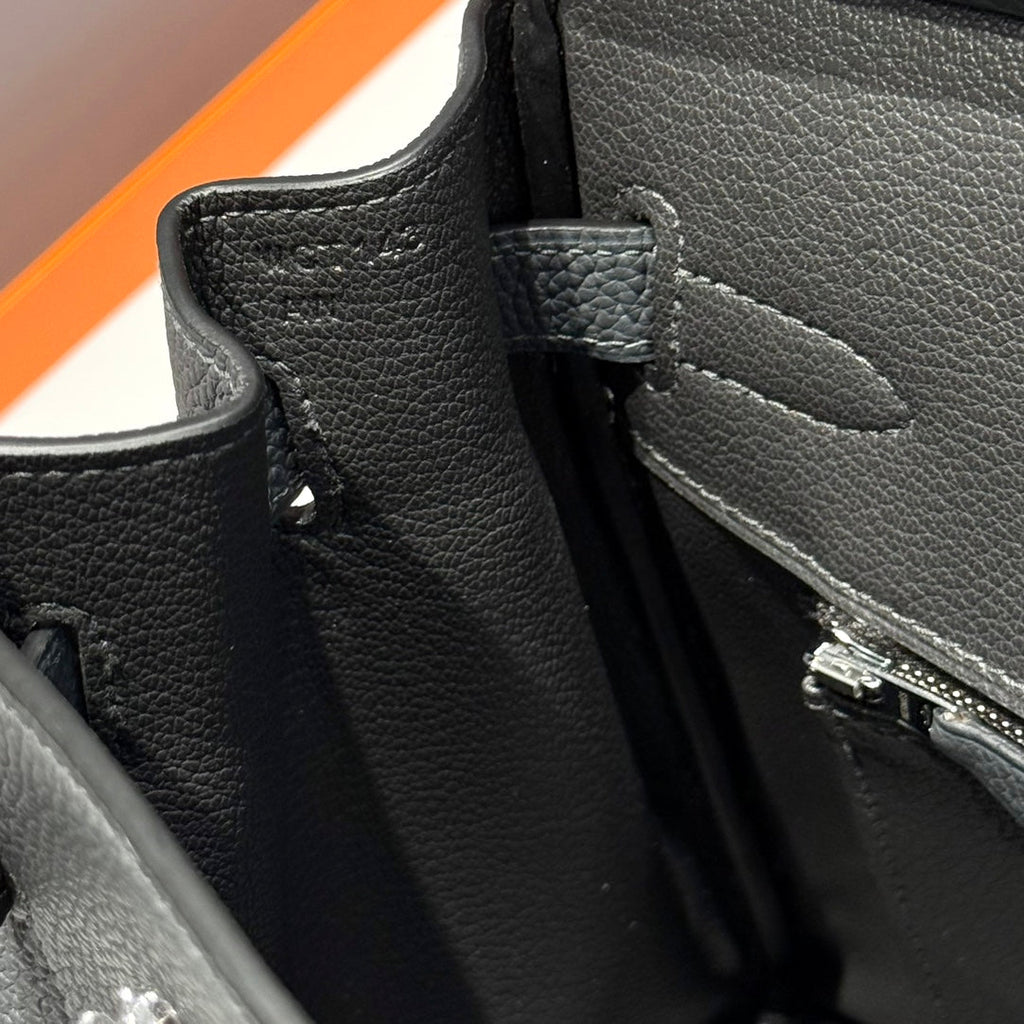 HERMES 25S BIRKIN 30 IN ANTHRABUTGRAUEM KALBSLEDER, SILBERNE BESCHLÄGE