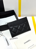 QUILTED CLASSIC CARD HOLDER 11 IN BLACK CAVIAR SKIN