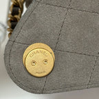 CC 25 HANDBAG 30 IN NATURAL GREY SUEDE GOLD HARDWARE