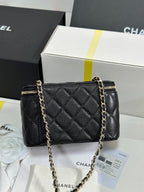 VANITY CASE 17 CRYSTAL STUDDED LOGO IN BLACK CALFSKIN GOLD HARDWARE