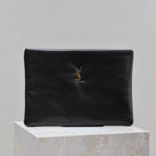 CALYPSO LARGE POUCH 30 IN BLACK SMOOTH LAMBSKIN