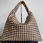 ラージホップ54（ブラウンカーフスキンとベージュラフィア）