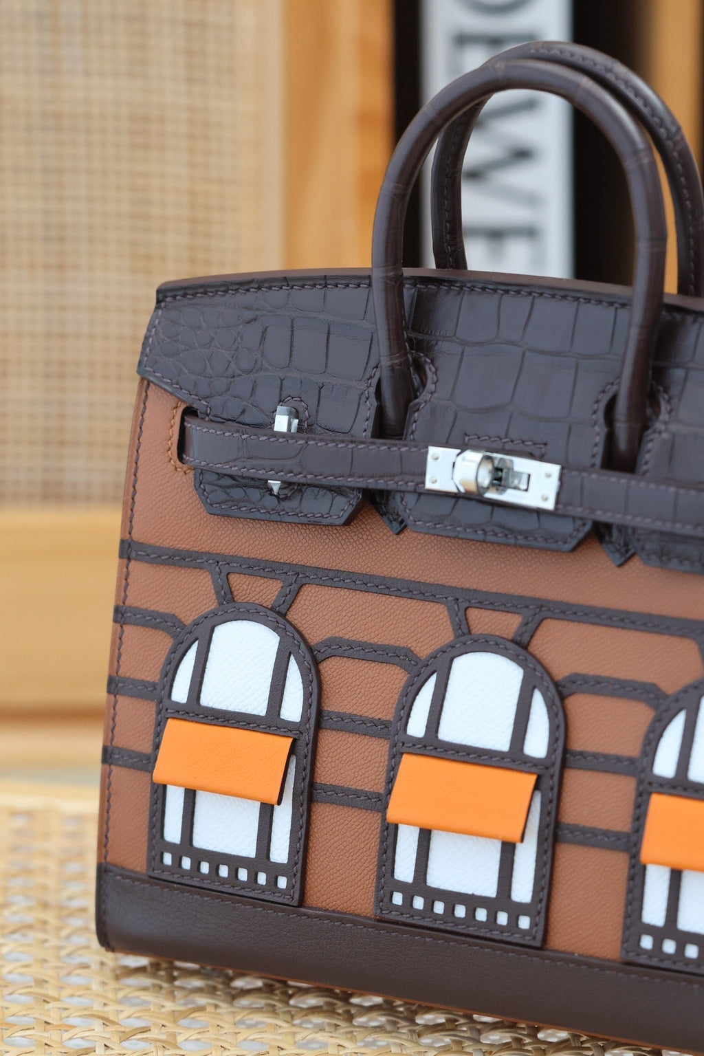 BIRKIN FAUBOURG TOUCH 20 IN CHOCOLATE MIX BRONZE BROWN CALFSKIN WITH SILVER HARDWARE (MADE-TO-ODER)