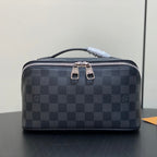 Kulturbeutel 24 Zoll, Schwarz, Damier Graphit-Canvas