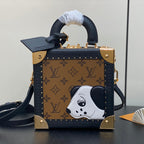 MINI SQUARE TRUNK 17 HUNDE-DRUCK IN BRAUN MONOGRAMM REVERSE CANVAS