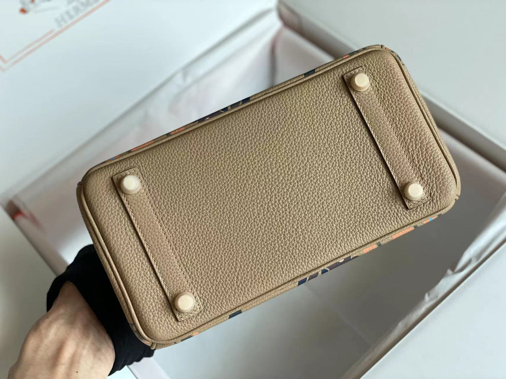 BIRKIN 25 BAG IN PEANUT BROWN CALFSKIN WITH COLORFUL STICKER (MADE-TO-ODER)