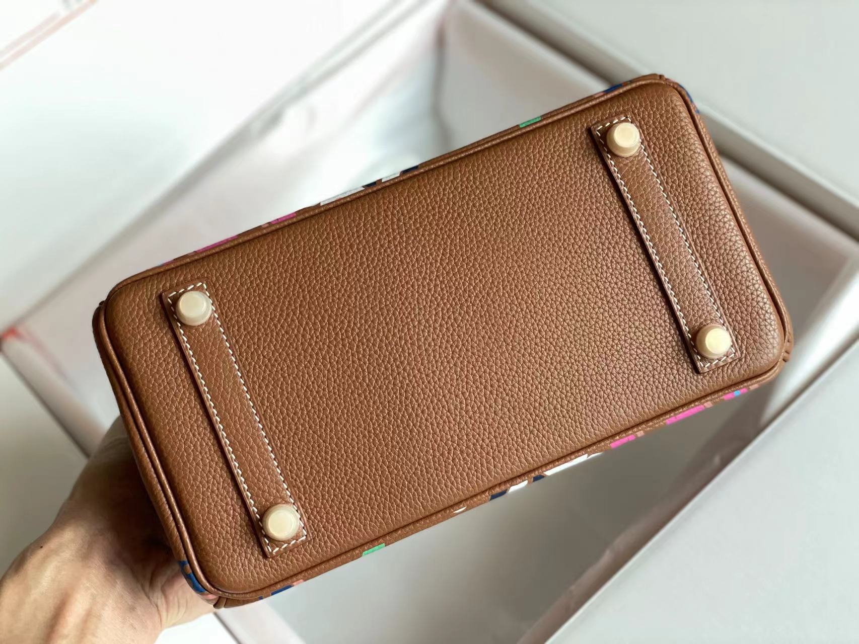 BIRKIN 25 BAG IN CHOCOLATE BROWN CALFSKIN WITH COLORFUL STICKER (MADE-TO-ODER)