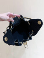 CC 25 HANDBAG 30 IN BLACK SUEDE GOLD HARDWARE