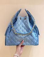 CC 25 HANDBAG 40 IN BLUE DENIM GOLD HARDWARE