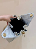 CC 25 HANDBAG IN SILVER-TONE 30 GRAINED CALFSKIN GOLD HARDWARE