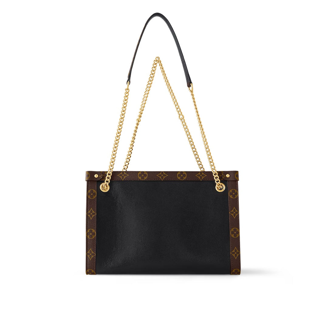 NOVA PM 31 IN SCHWARZEM KALBSLEDER UND BRAUNER MONOGRAMM-CANVAS-BESETZUNG