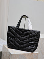 PUFFER LARGE TOTE BAG 57 IN BLACK SILK