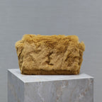 KATE SMALL BAG 22 IN PEANUT BROWN RABBIT FUR GOLD CHAIN
