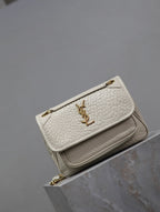 NIKI BABY 22 IN WHITE ELEPHANT PATTERN LAMBSKIN GOLD LOGO