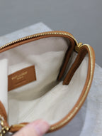 GABY Reißverschlusstasche 19 Zoll Weiß Mix Braun Baumwolle Goldene Beschläge