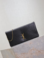 CALYPSO POUCH 24 IN BLACK ELEPHANT TEXTURED LAMBSKIN GOLD LOGO