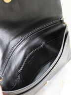 CALYPSO POUCH 24 IN BLACK LAMBSKIN GOLD LOGO