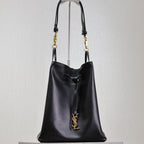 POCHON BUCKET BAG 30 IN BLACK LAMBSKIN GOLD HARDWARE