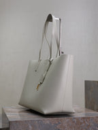 SHOPPING TOTE BAG 38 IN WHITE CALFSKIN