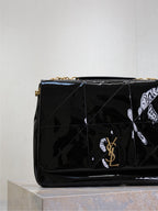 JAMIE 4.3 GROSSE TASCHE 43 IN SCHWARZEM LACKLAMMLEDER GOLDENE BESCHLÄGE