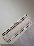 BECKY 26 IN WHITE QUILTED LAMBSKIN GOLD HARDWARE