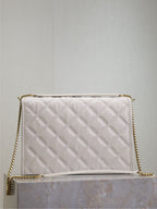 BECKY 26 IN WHITE QUILTED LAMBSKIN GOLD HARDWARE