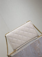 BECKY 22 IN WHITE QUILTED LAMBSKIN GOLD HARDWARE