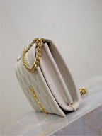 BECKY 22 IN WHITE QUILTED LAMBSKIN GOLD HARDWARE