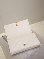 BECKY 22 IN WHITE QUILTED LAMBSKIN GOLD HARDWARE