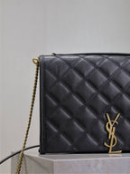 BECKY 26 IN BLACK QUILTED LAMBSKIN GOLD HARDWARE