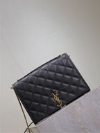 BECKY 26 IN BLACK QUILTED LAMBSKIN GOLD HARDWARE