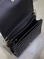 BECKY 26 IN BLACK QUILTED LAMBSKIN GOLD HARDWARE