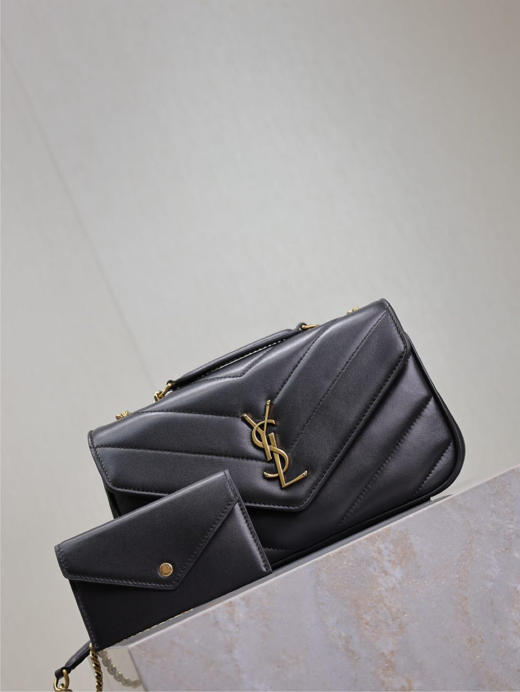 LOULOU SMALL 24 IN BLACK SHEEPSKIN GOLD HARDWARE