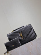 LOULOU SMALL 24 IN BLACK SHEEPSKIN GOLD HARDWARE