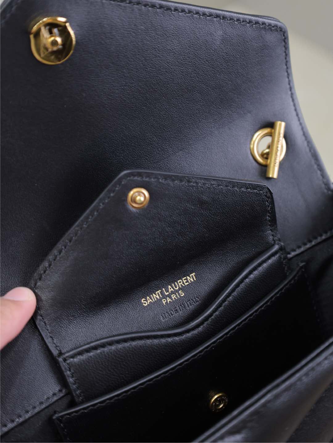 LOULOU MINI 20 IN BLACK SHEEPSKIN GOLD HARDWARE