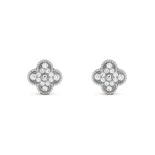 ¡®Jewelicorn¡¯CLOVER 1 MOTIFS DIAMOND STUD EARRINGS SILVER