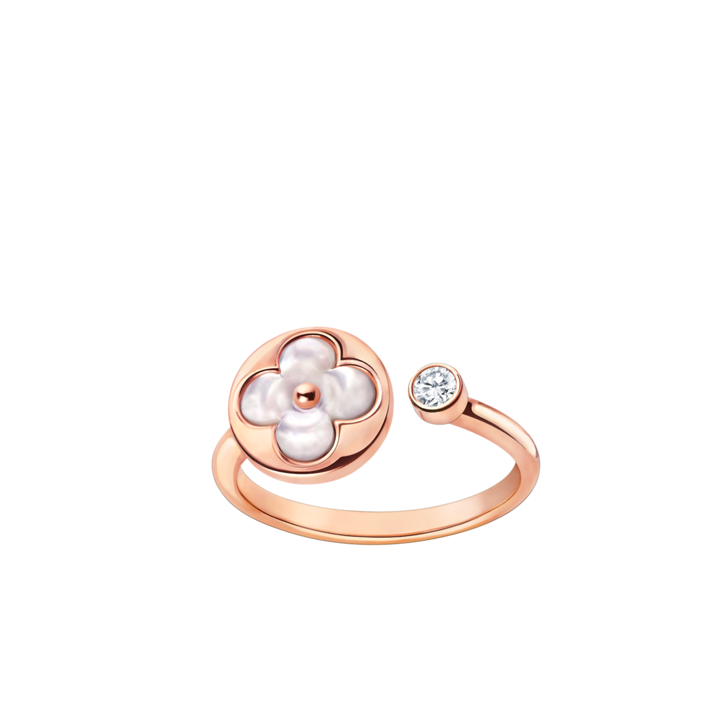 Jewelicorn Sonnenring mit 1 Diamanten, rosa Perlmutt