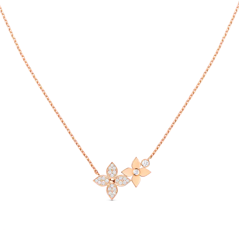 Jewelicorn Sternenblüten-Halskette aus rosa Gold mit Diamanten