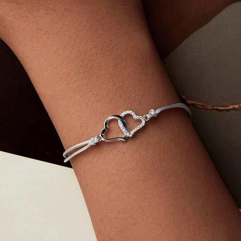 Zartes graues Seilgliederarmband für Frauen und Teenager-Mädchen