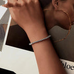 Perlenarmband, dehnbar, elastisch, Weißgold